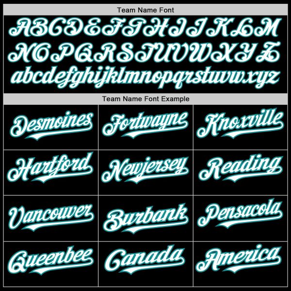 Custom Black White-Teal 3 Colors Arm Shapes Authentic Baseball Jersey - Image 5