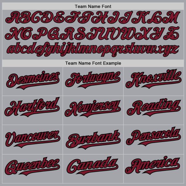 Custom Gray Crimson-Black 3 Colors Arm Shapes Authentic Baseball Jersey - Image 5
