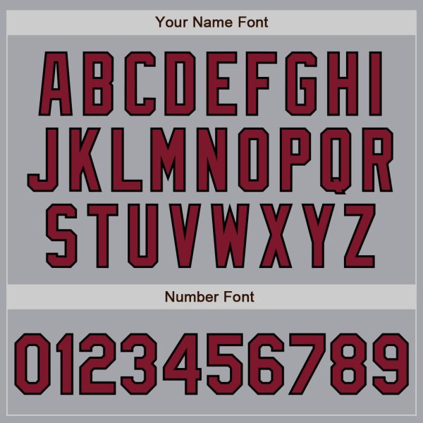 Custom Gray Crimson-Black 3 Colors Arm Shapes Authentic Baseball Jersey - Image 6