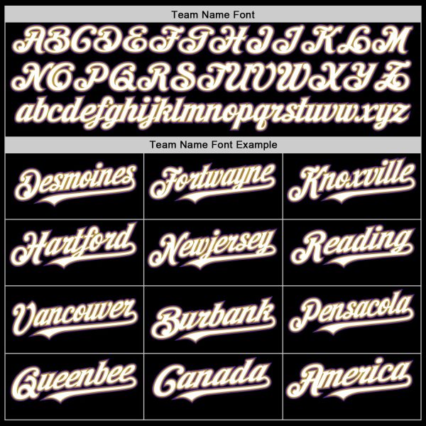 Custom Black White Old Gold-Purple Mesh Authentic Throwback Baseball Jersey - Image 4