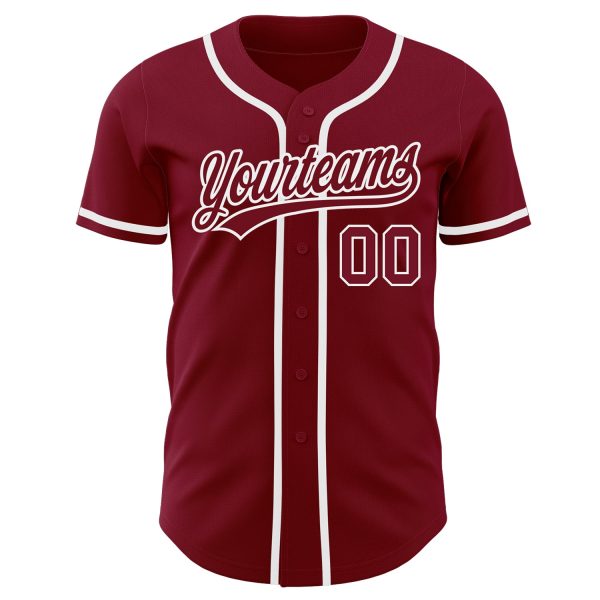 Custom Crimson Crimson-White Authentic Baseball Jersey - Image 2