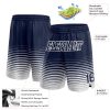 Custom Navy White Pinstripe Fade Fashion Authentic Basketball Shorts - Image 2