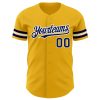 Custom Gold Navy-White Authentic Baseball Jersey - Image 2