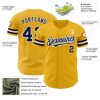 Custom Gold Navy-White Authentic Baseball Jersey - Image 3