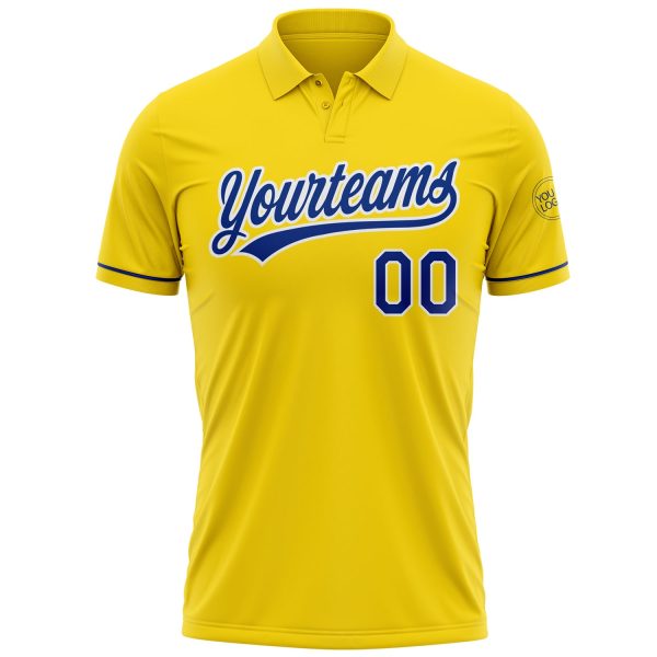 Custom Yellow Royal-White Performance Vapor Golf Polo Shirt - Image 2