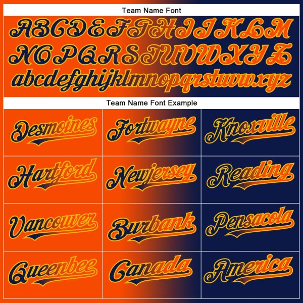 Custom Navy Orange-Gold Authentic Gradient Fashion Baseball Jersey - Image 4