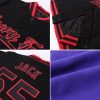 Custom Purple Gold-Navy Bomber Full-Snap Varsity Letterman Jacket - Image 2