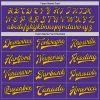 Custom Purple Gold-Navy Bomber Full-Snap Varsity Letterman Jacket - Image 4