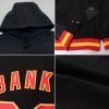 Custom Navy Powder Blue-White Gradient Square Shape 3D Pattern Design Bomber Full-Snap Varsity Letterman Hoodie Jacket - Image 2