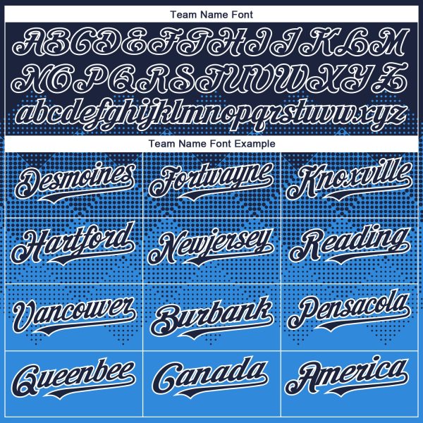 Custom Navy Powder Blue-White Gradient Square Shape 3D Pattern Design Bomber Full-Snap Varsity Letterman Hoodie Jacket - Image 4