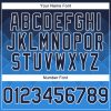 Custom Navy Powder Blue-White Gradient Square Shape 3D Pattern Design Bomber Full-Snap Varsity Letterman Hoodie Jacket - Image 5