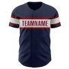 Custom Navy White-Crimson Authentic Baseball Jersey - Image 2