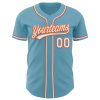 Custom Shadow Blue White-Orange Authentic Baseball Jersey - Image 2