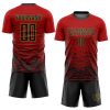Custom Red Black-Old Gold Sublimation Soccer Uniform Jersey - Image 2
