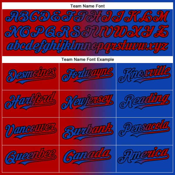 Custom Thunder Blue Red-Black Gradient Fashion Two-Button Unisex Softball Jersey - Image 4