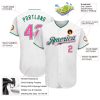 Custom White Pink-Kelly Green Authentic Baseball Jersey - Image 3
