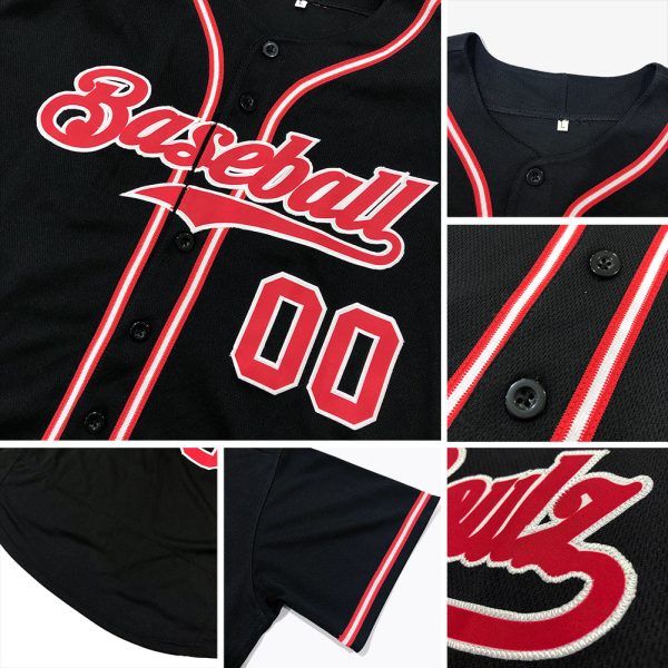 Custom Black White-Orange Authentic Baseball Jersey - Image 6