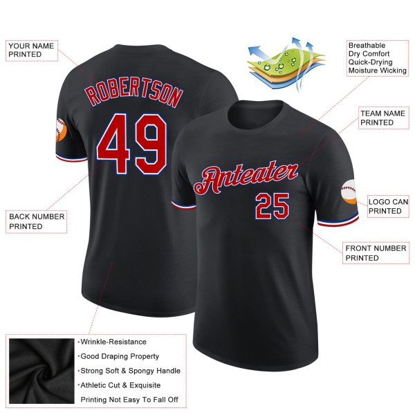 Custom Black Red-Royal Performance T-Shirt - Image 2