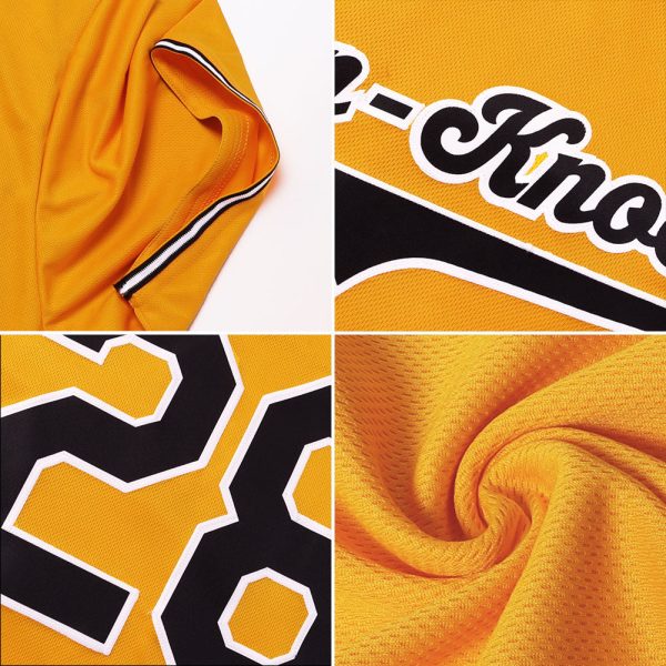 Custom Gold Royal-White Authentic Baseball Jersey - Image 6