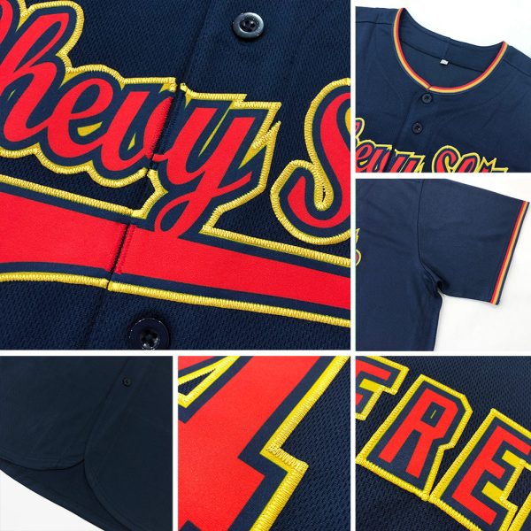 Custom Navy White-Orange Authentic Baseball Jersey - Image 6