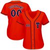 Custom Orange Navy-Gray Authentic Baseball Jersey - Image 2